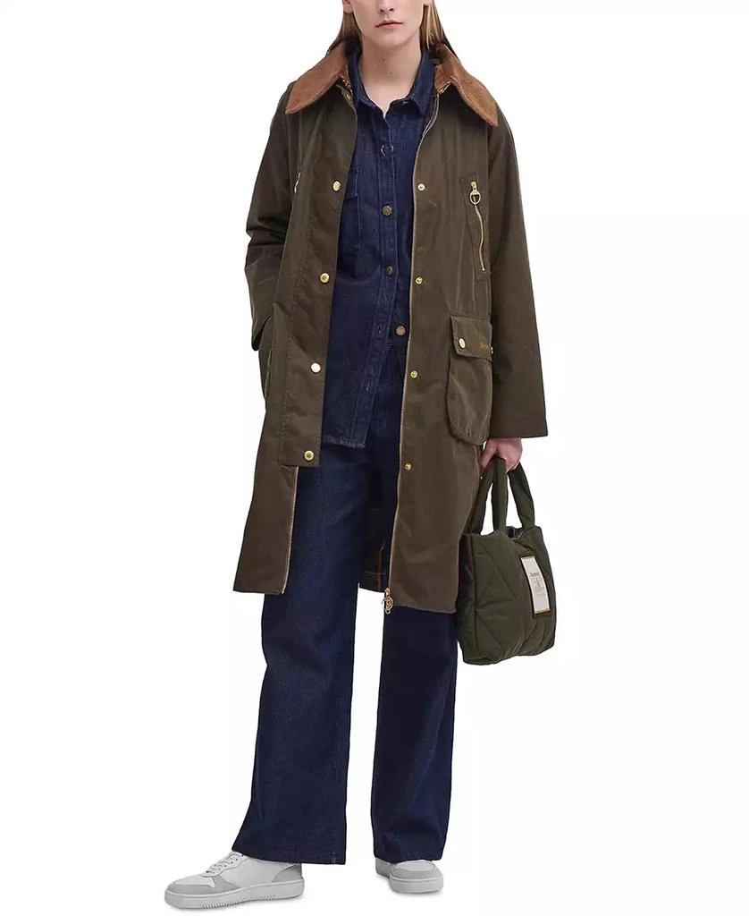 Barbour Women's Ebberston Corduroy-Collar Waxed Jacket 8