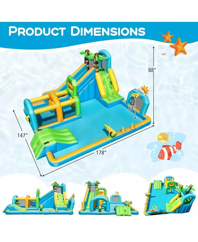 HONGGE Inflatable Dual Water Slide Aqua Park with Tropical Theme and 750W Blower 3
