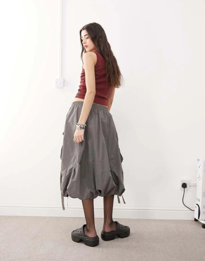 minga Minga London nylon puff midi skirt in grey 4