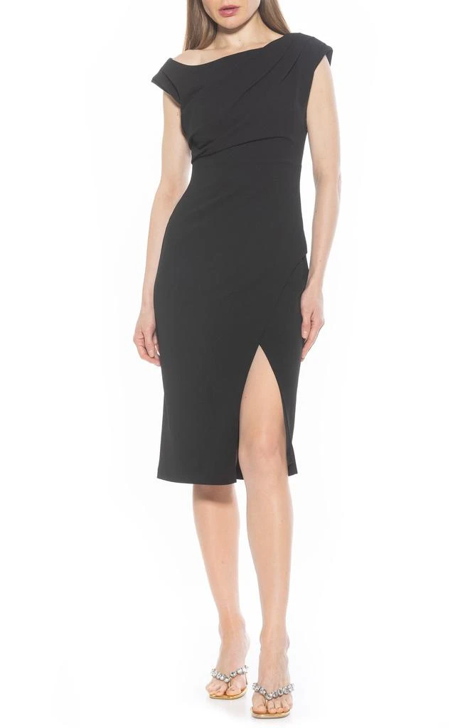 ALEXIA ADMOR Lavender One-Shoulder Slit Midi Dress