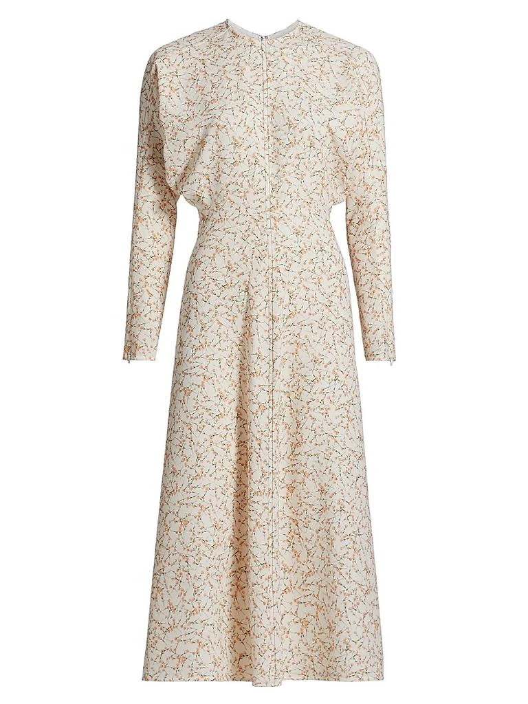 Victoria Beckham Floral Sable Cady Dolman-Sleeve Midi-Dress 1