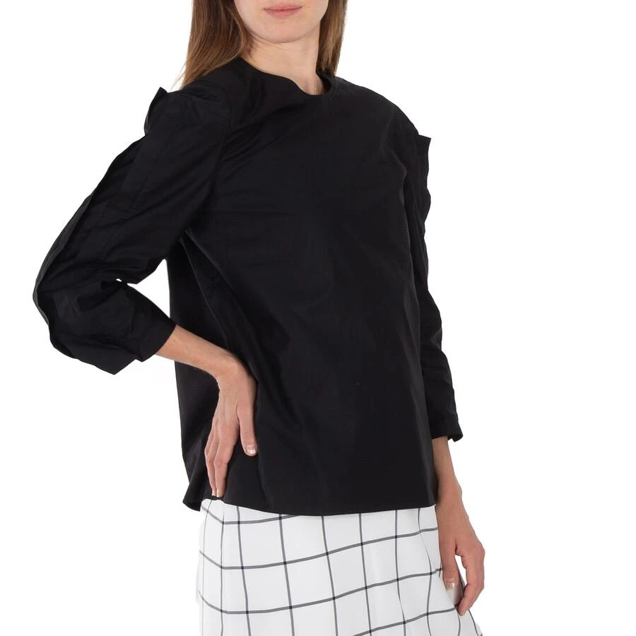 Tibi Ladies Black Cotton Sateen Square Sleeve Top 2