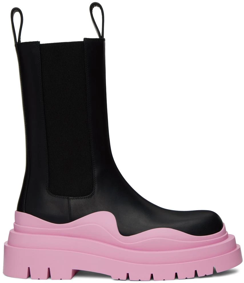 Bottega Veneta Black & Pink Tire Chelsea Boots 1