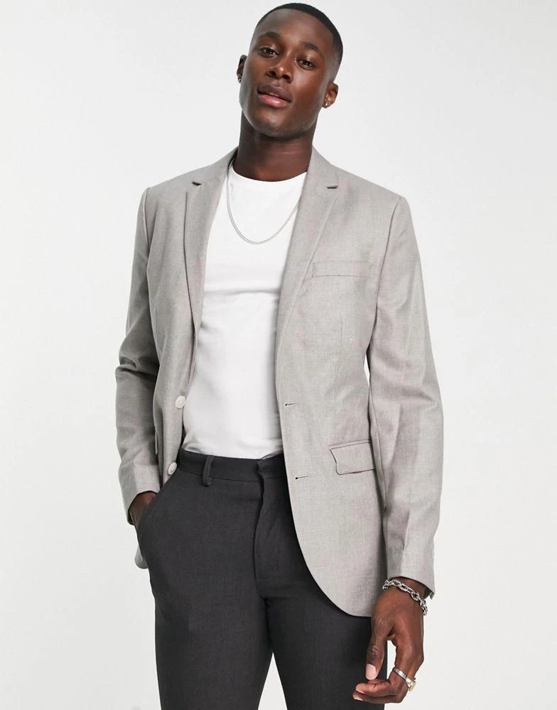 Topman Topman skinny suit jacket in grey 2