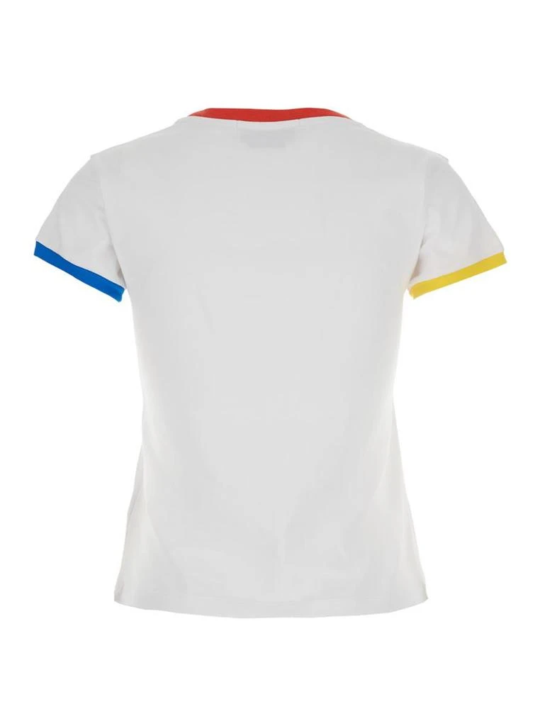 Msgm White T-Shirt With Embroidered Logo On The Front And Contrasting Edges In Cotton Woman 2