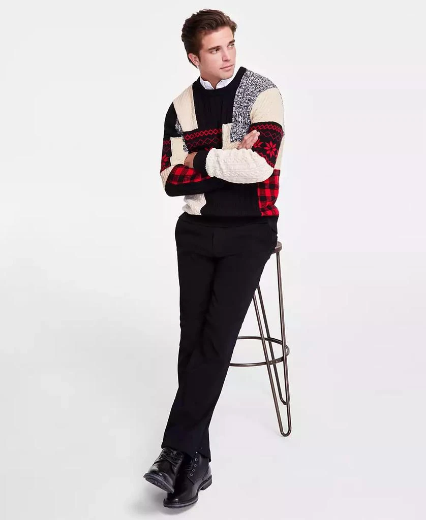 Club Room Men's Jacquard Patchwork Crewneck Sweater, Exclusively at Macy's 4