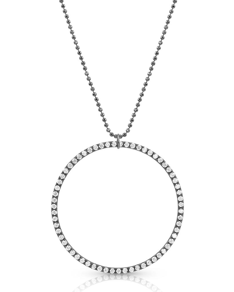 Dominique Cohen 18k Black Gold Large Diamond Halo Necklace, 22"L