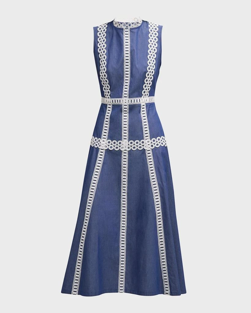 Misook Woven Eyelet-Trim Cotton Maxi Fit & Flare Dress - Modern Fit 1