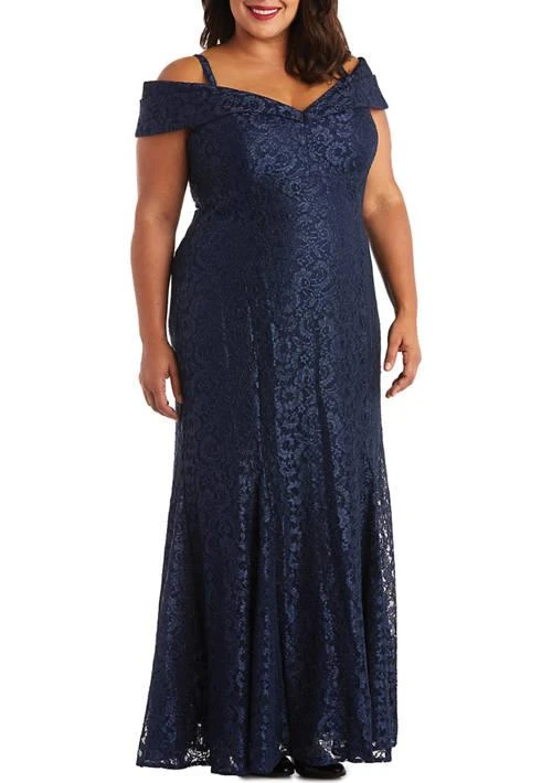 R & M Richards M Richards 1Pc Long Empire Waist Off Shoulder Dress Wuth 7 Gore Mermaid 1