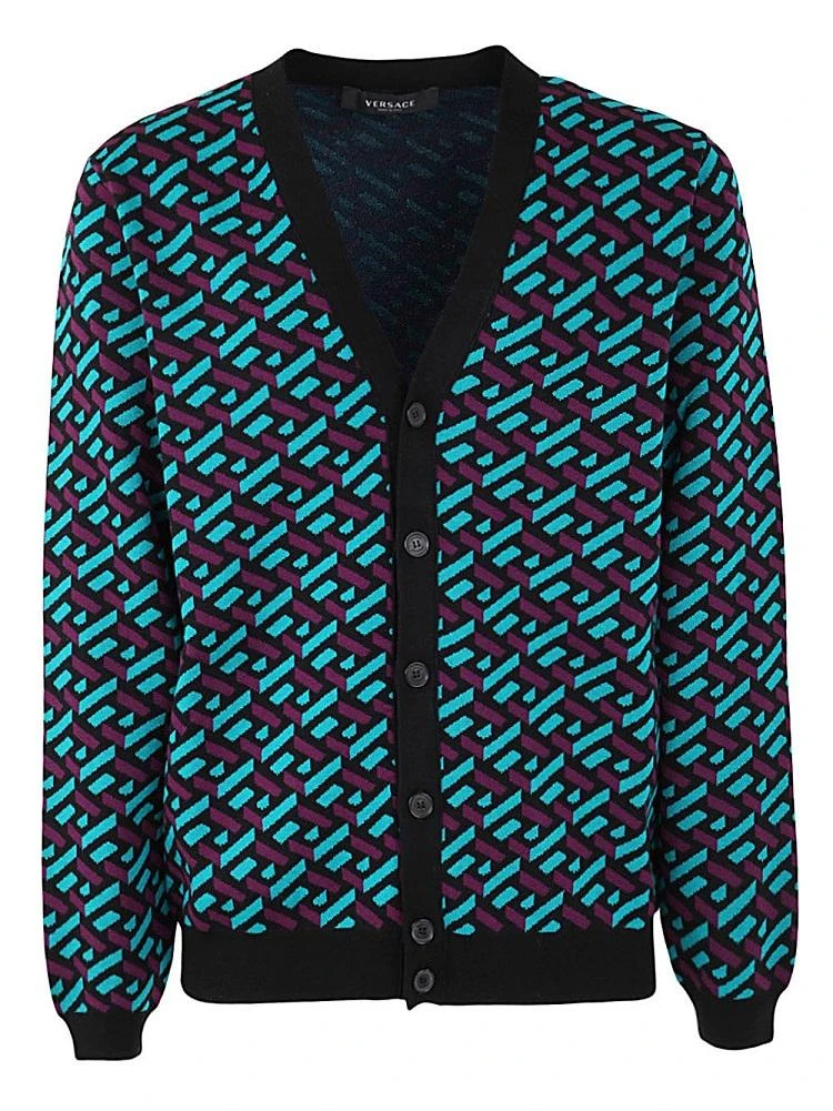 Versace Men's La Greca Jacquard Cardigan 1