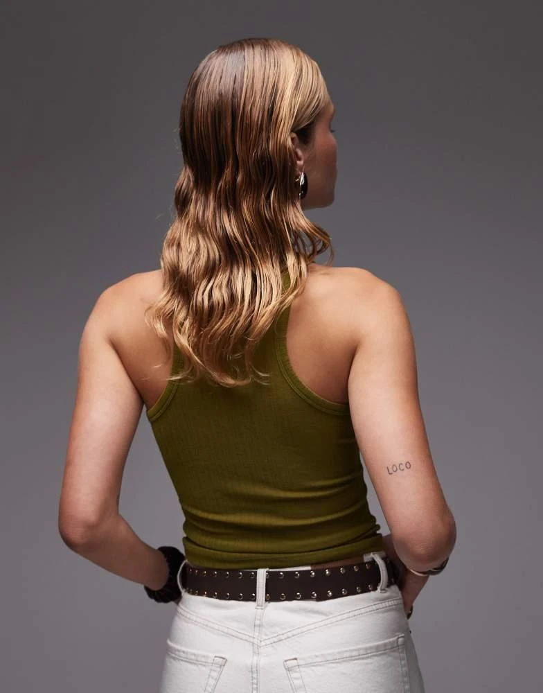 ASOS ASOS DESIGN textured rib tank in olive 3