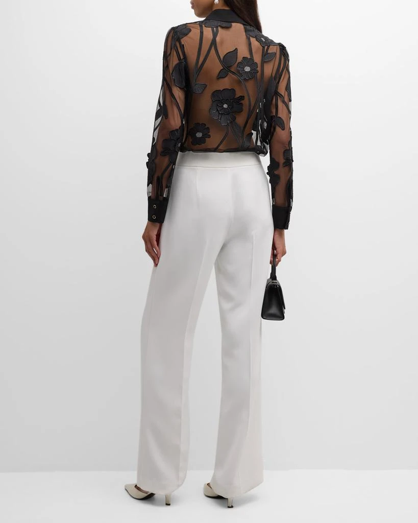 Milly Ashton Sheer Floral-Embroidered Top 6