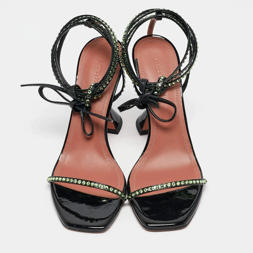 Amina Muaddi Amina Muaddi Black Patent Leather Crystal Embellished Vita Sandals Size 37.5 3