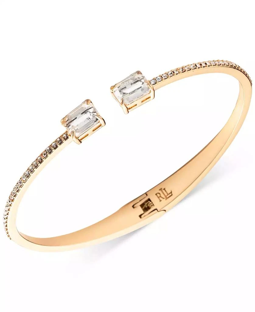 Ralph Lauren Gold-Tone Colored Stone & Crystal Cuff Bangle Bracelet 1