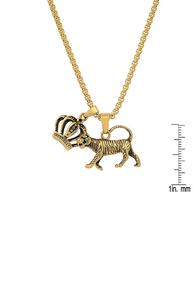 HMY JEWELRY 18k Gold-Plated Stainless Steel Tiger King Pendant Necklace 3