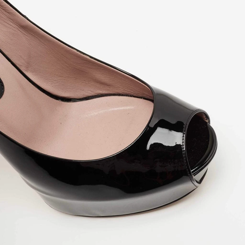 Gucci Gucci Black Patent Leather Peep Toe Platform Pumps Size 40 7