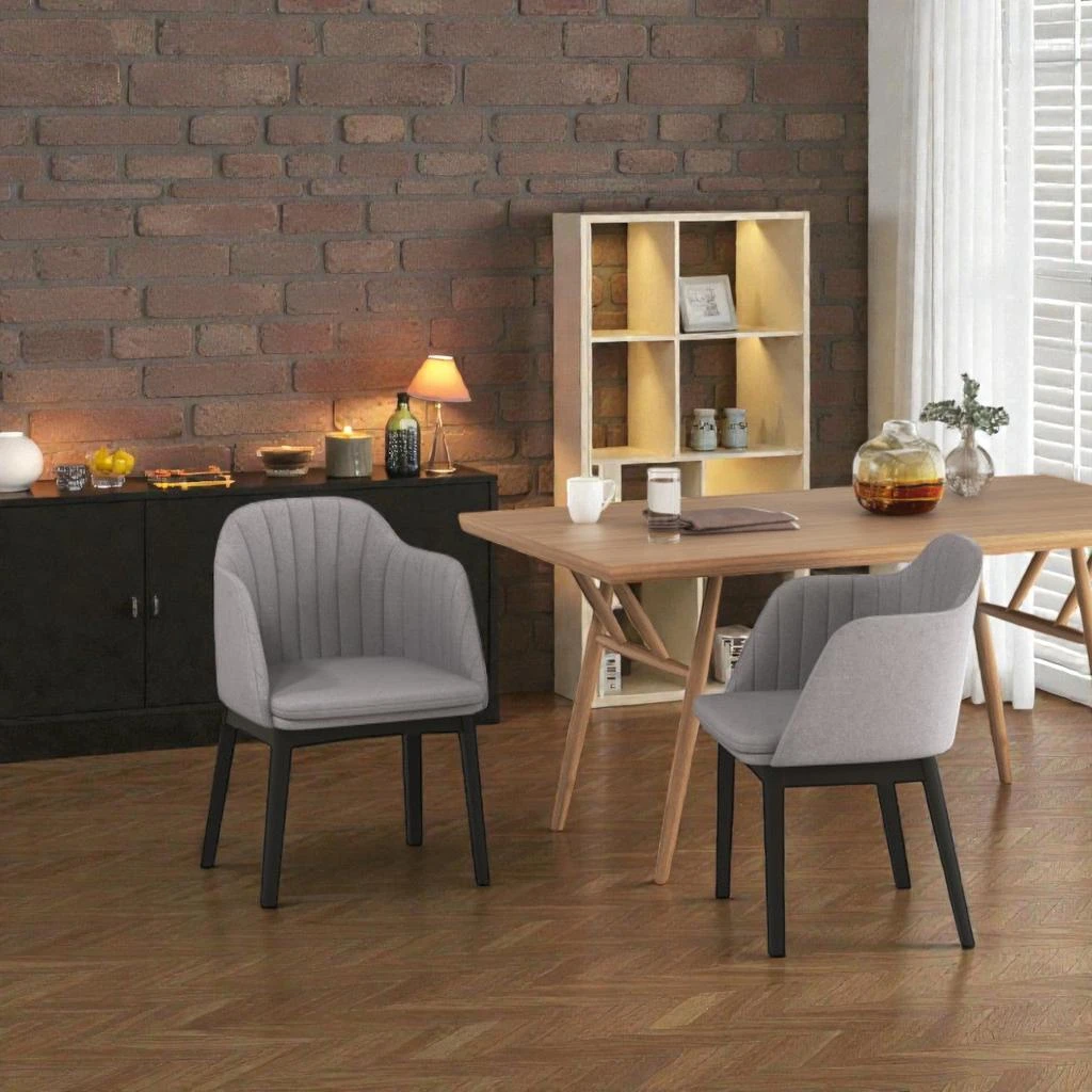 Hivvago Set of 2 Contemporary Dining Chairs with Plush Velvet Seats and Curved Backs