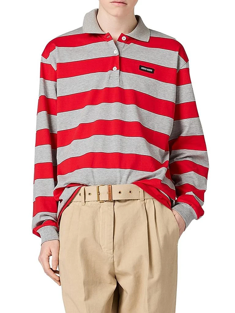 Miu Miu Striped Jersey Polo Shirt 2