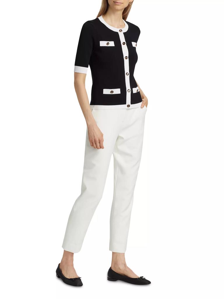 Elie Tahari Nalida Contrast Short-Sleeve Cardigan