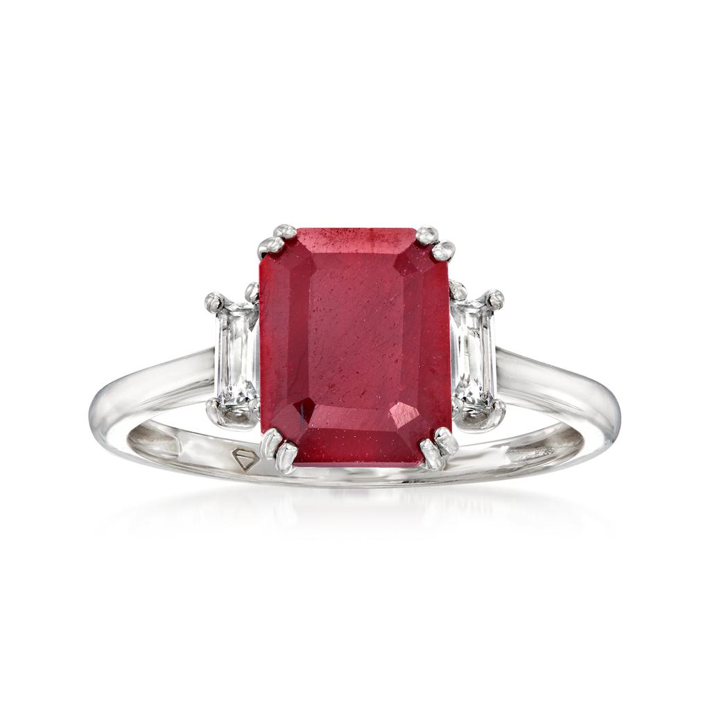 Ross-Simons Ruby Ring With . White Topaz in Sterling Silver