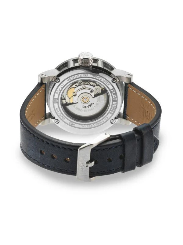 Gevril ​Flatiron Stainless Steel 
Leather-Strap Watch/42MM 2