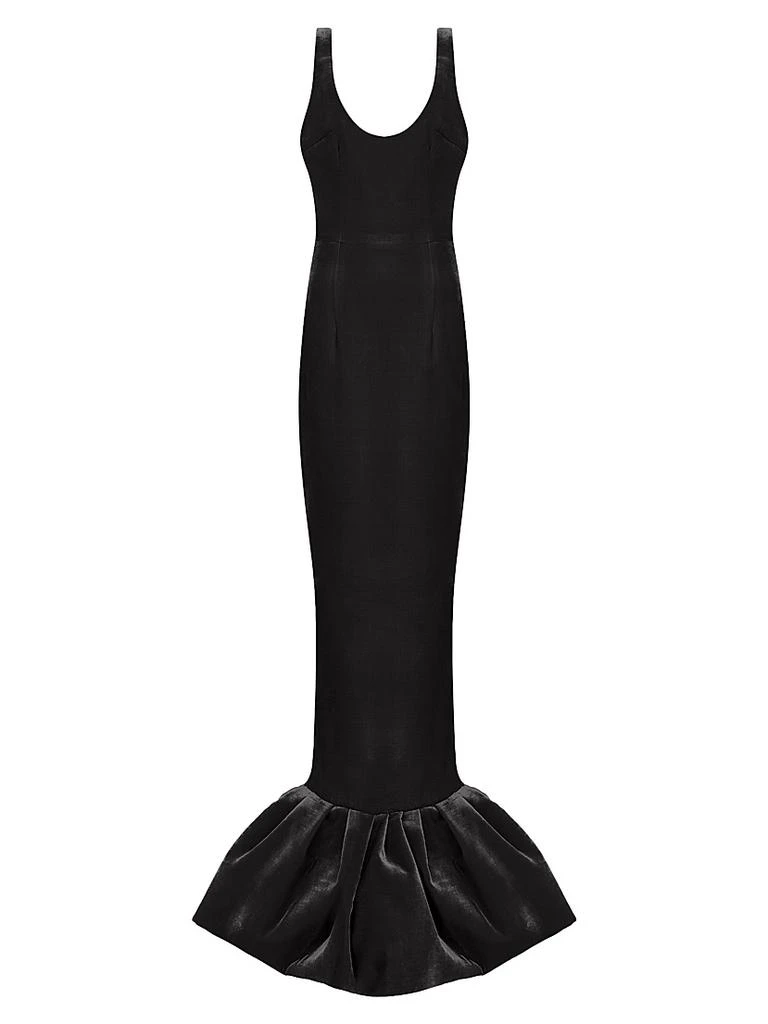 saks fifth avenue black tie dresses L'Ide La Fte Black Tie Metallic Asymmetric Pleated Strapless Gown