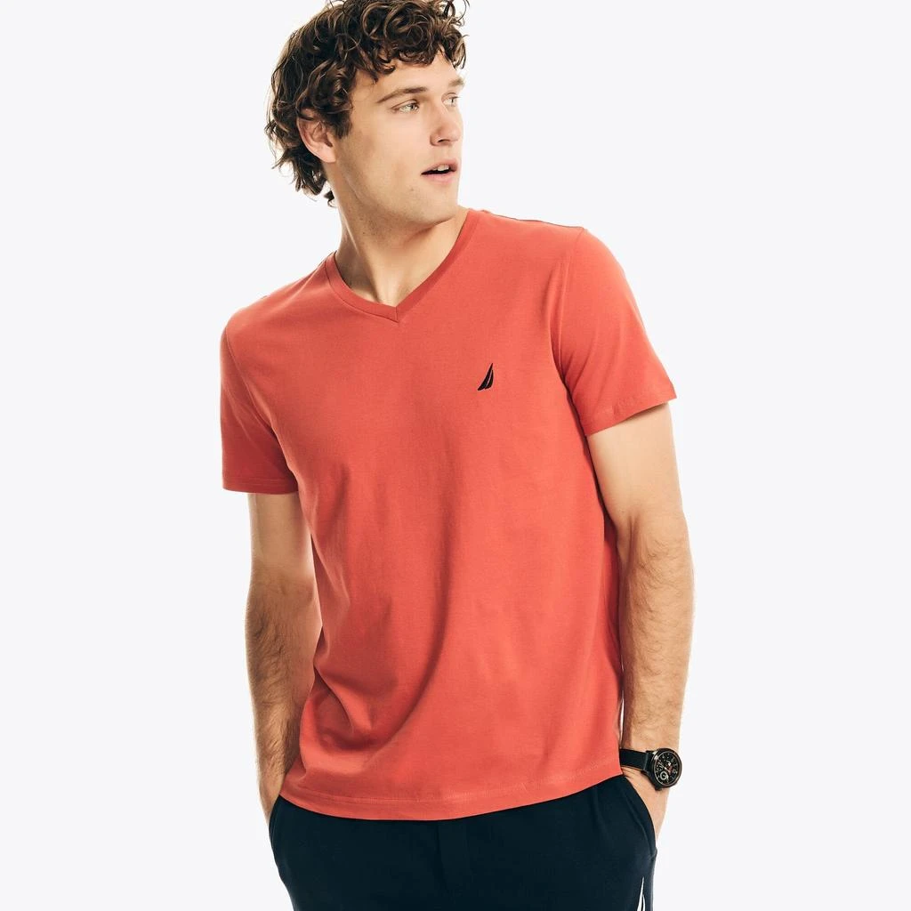 Nautica Mens Premium Cotton V-Neck T-Shirt
