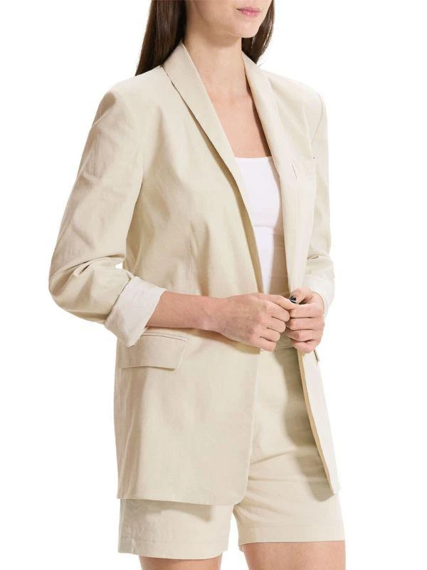 Theory Rolled-Sleeve One-Button Blazer 3