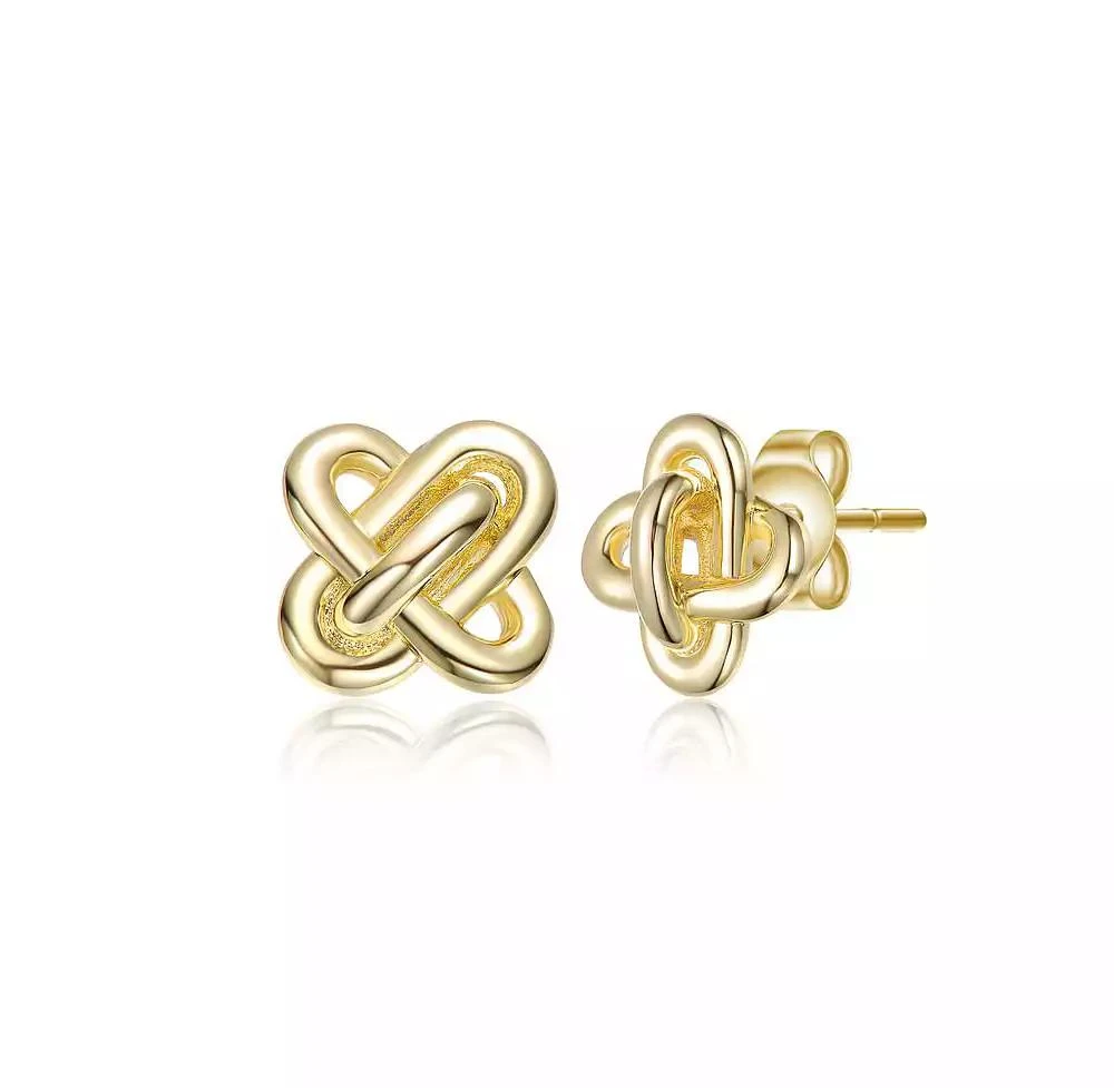 Rachel Glauber Elegant Knot Loop Stud Earrings in 14K Gold Plated