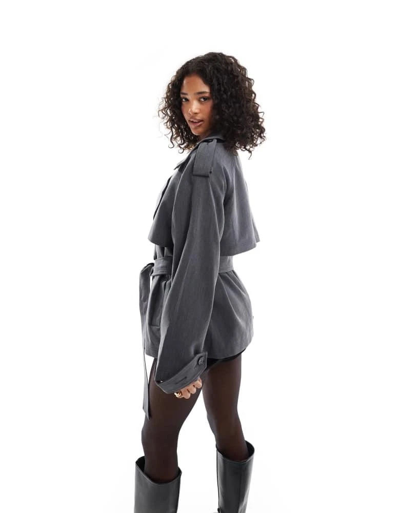 ASOS ASOS DESIGN oversized tailored trench coat with belt in grey 2
