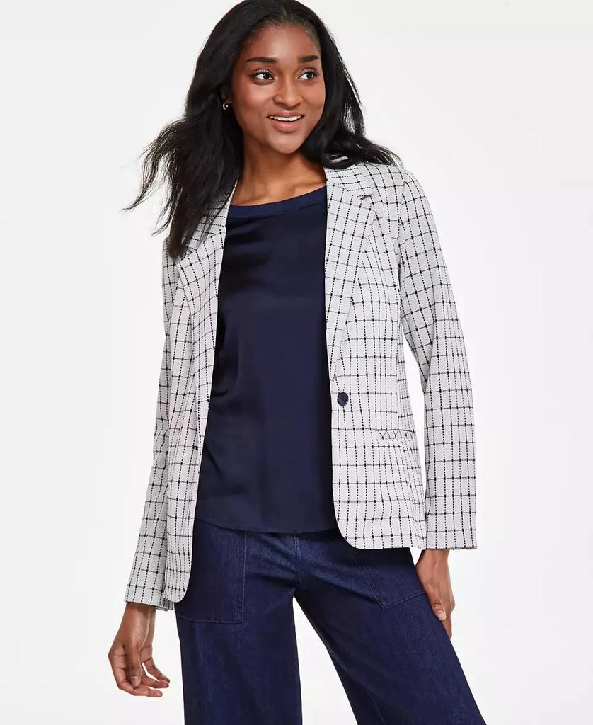 Liverpool Los Angeles Women's Check Fitted Notch-Collar Blazer 1