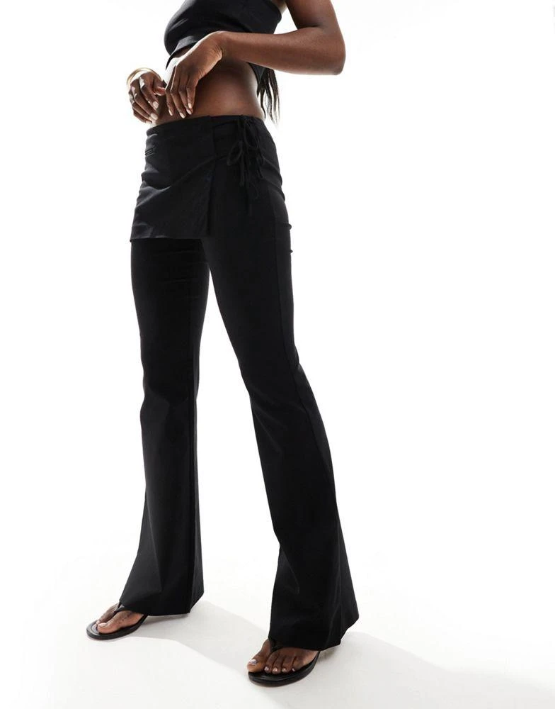 Mango Mango tie side straight leg trouser in black 1