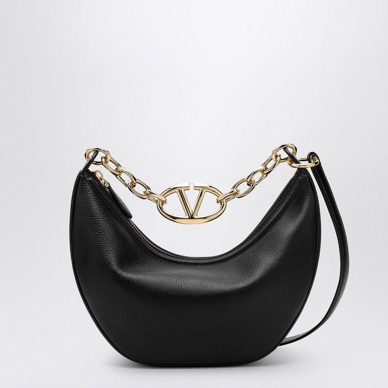 Valentino Black Leather Vlogo Signature Shopping Bag - Tote