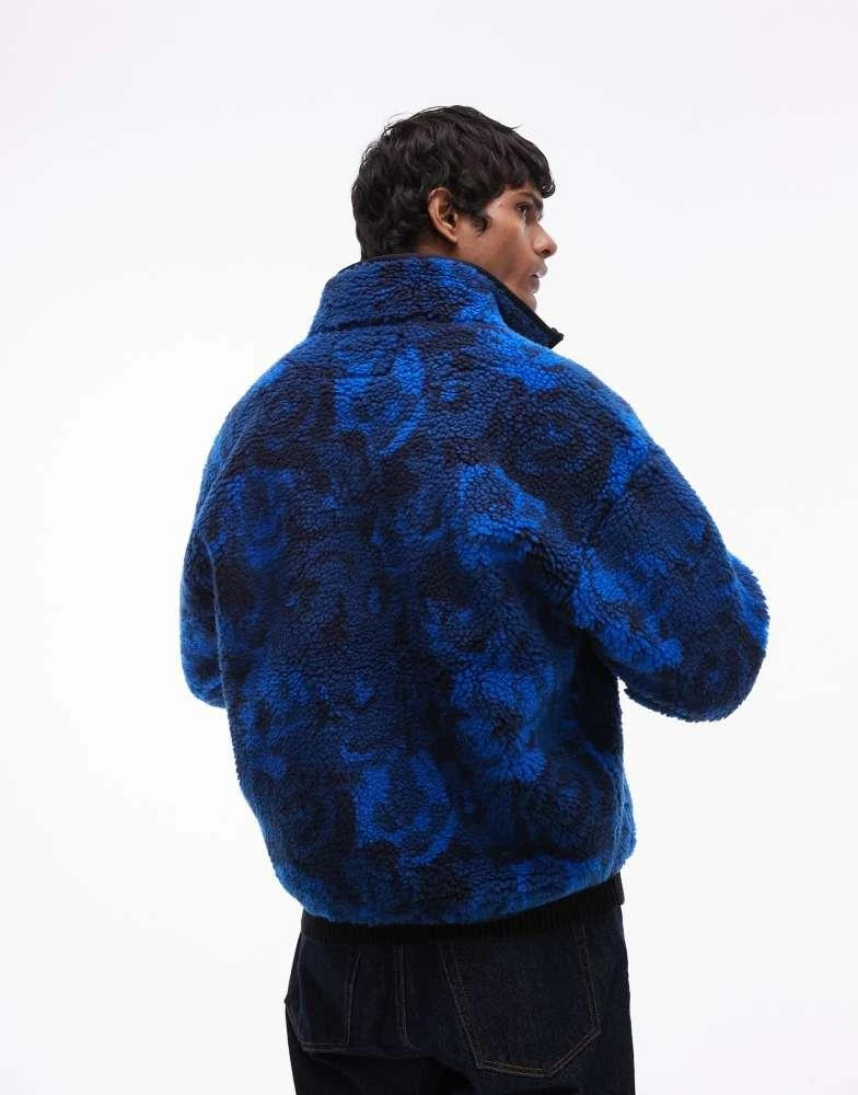 Lacoste Lacoste zip fleece jacket in blue print 4