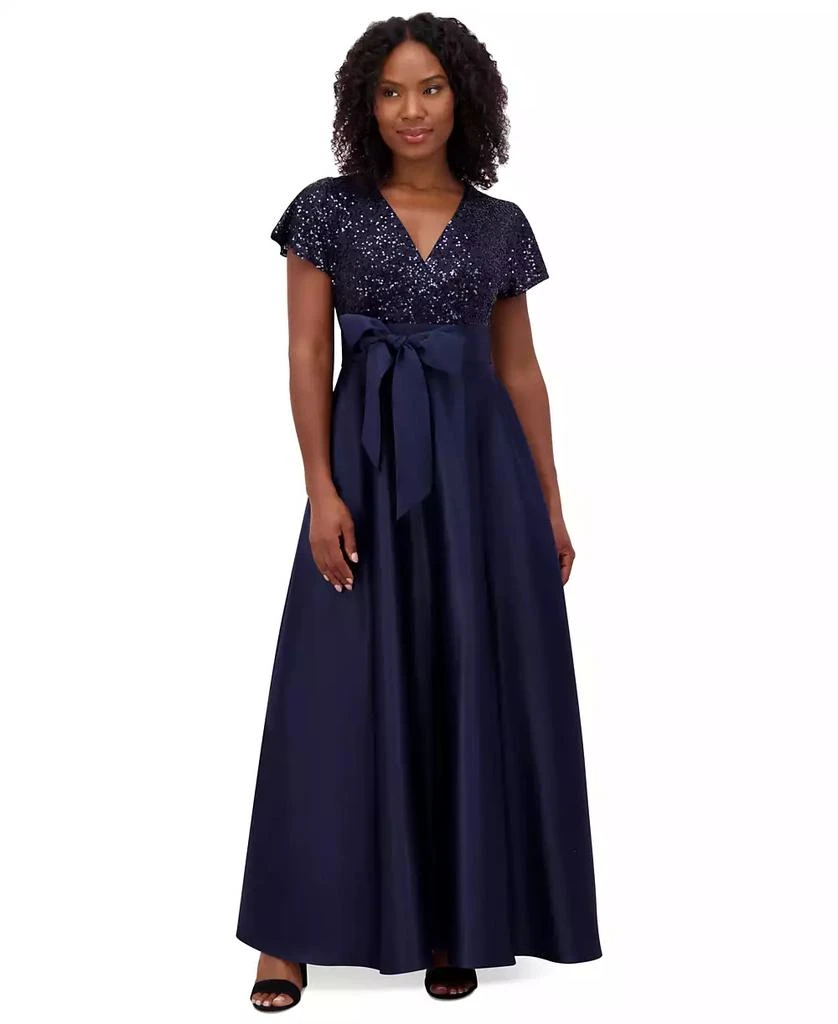 Jessica Howard Petite Sequin-Bodice Cap-Sleeve Ballgown 1