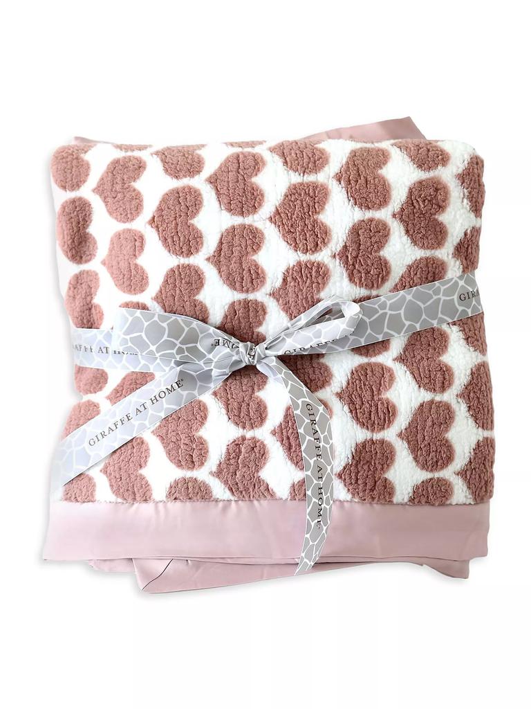 Little Giraffe Heart Satin-Trimmed Throw Blanket