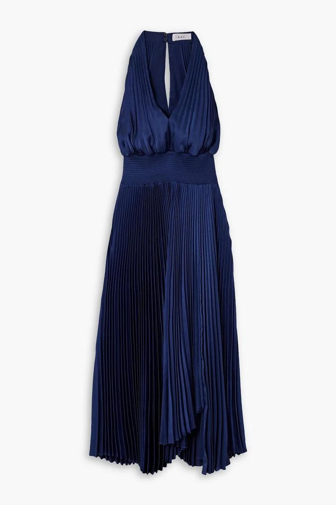 A.L.C. Rose plissé-satin halterneck midi dress 1