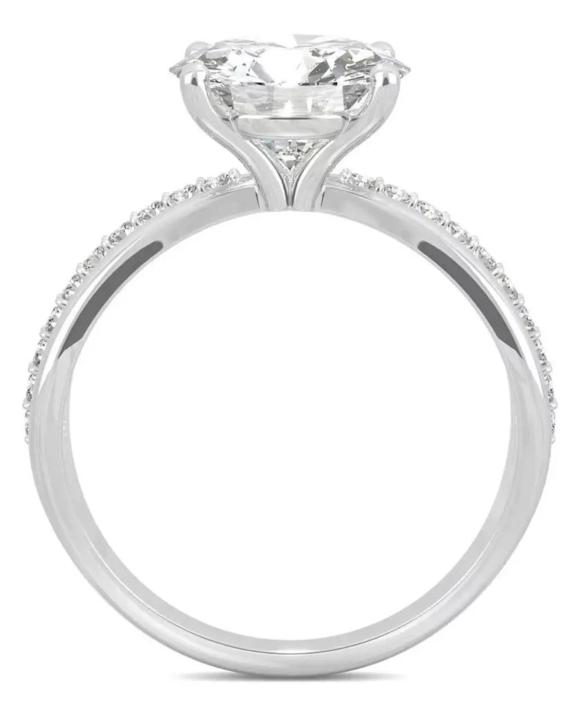 Charles & Colvard Moissanite Round Solitaire with Sides Ring (2-9/10 ct. tw. Diamond Equivalent) in 14k White Gold 4