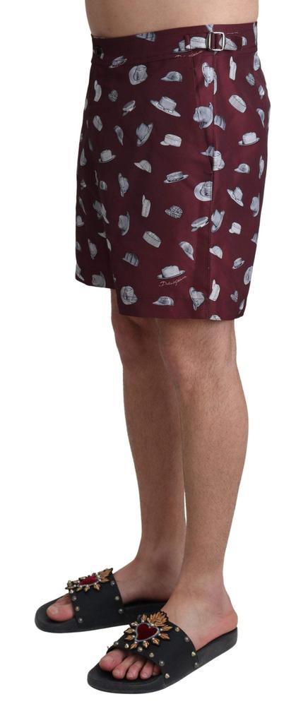 Dolce & Gabbana Dolce & Gabbana Maroon Hats Print Beachwear Shorts Swimwear