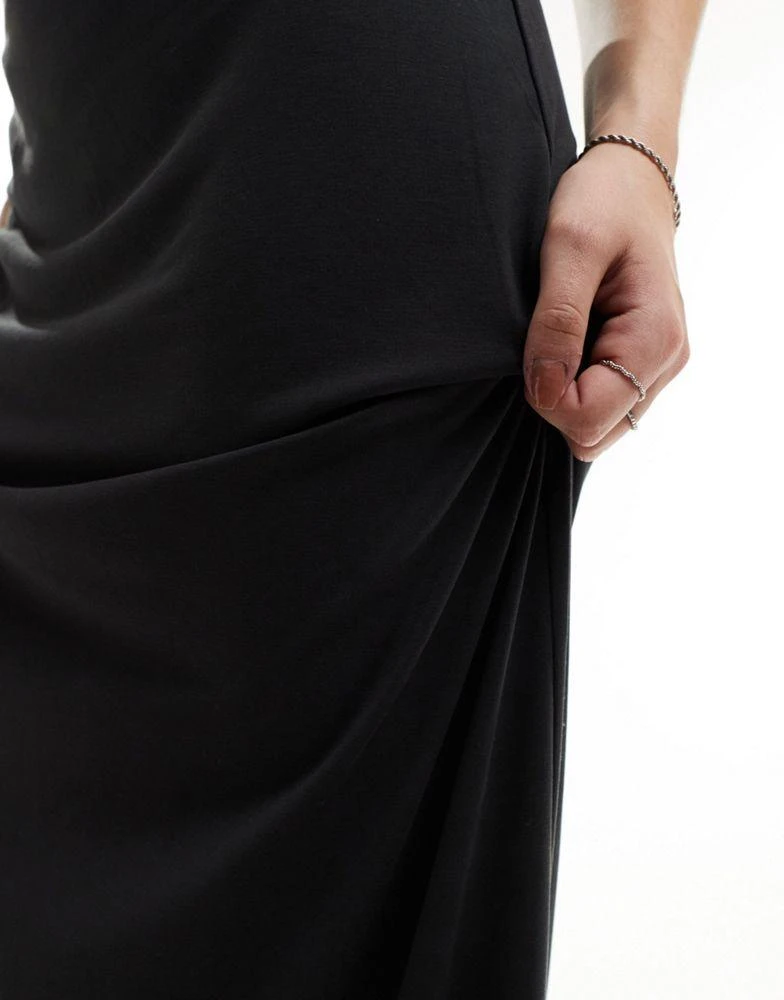 Weekday Weekday Signe drape midi skirt in black 3