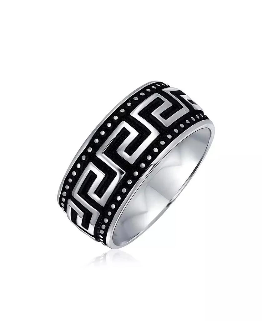 Bling Jewelry Two-Tone Black 
Silver Greek Key Design Promise Band Ring Sterling Silver 9MM