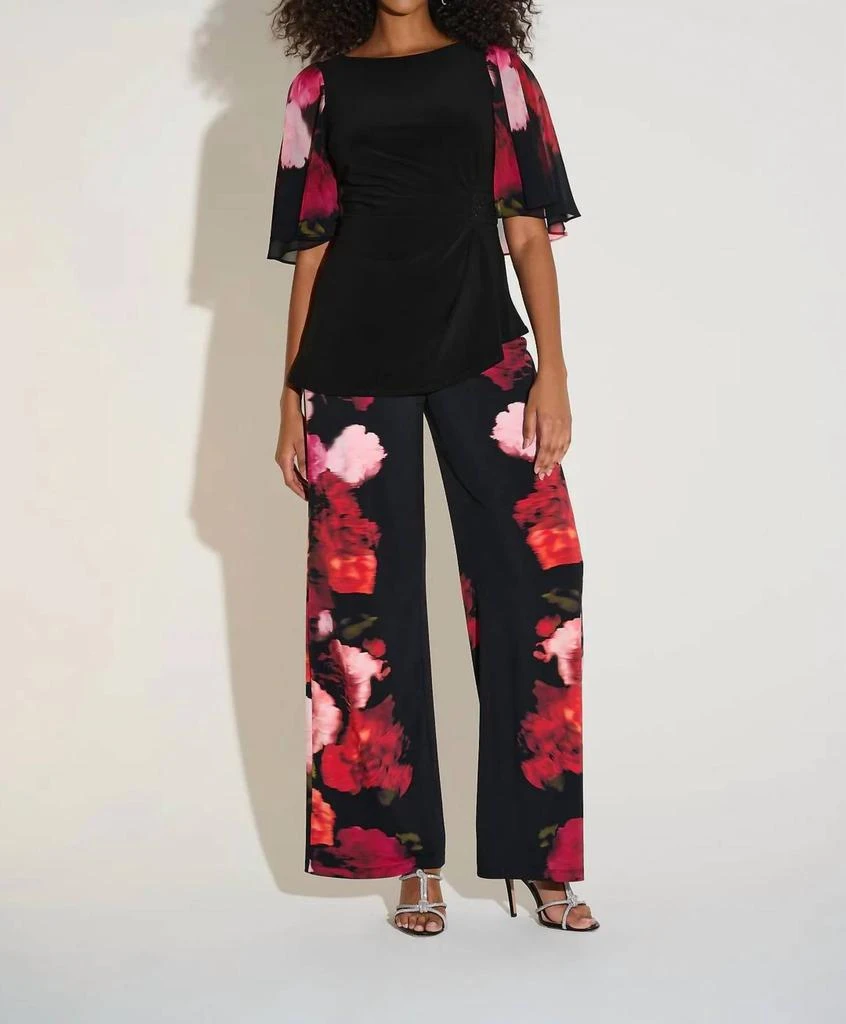 JOSEPH RIBKOFF Joseph Ribkoff - Floral Print Pull-on Wide Leg Pants 3