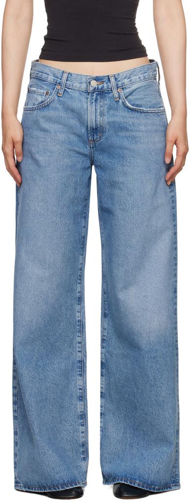 ALEXANDER WANG ロコエンホスハルンシンス 4DC3244397 486V Logo-Embossed Balloon Jeans in VINTAGE LIGHT INDIGO