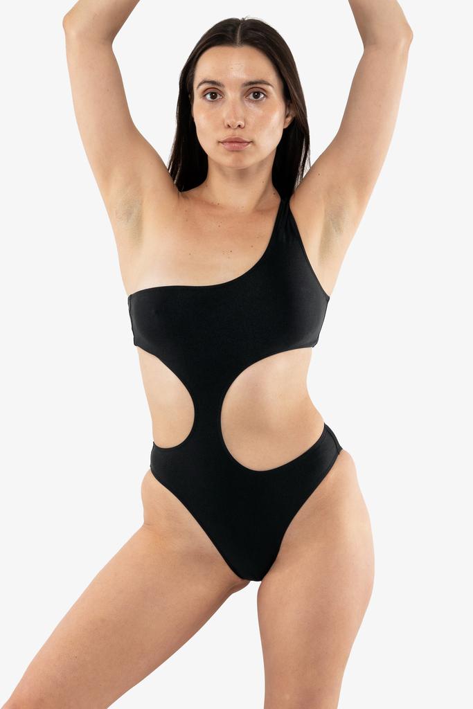 Los Angeles Apparel RNT120 - Asymmetrical One Piece Swimsuit