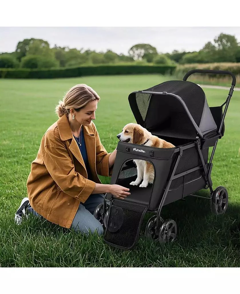 Gymax Dog Stroller for Small Medium Dogs w/ Dual Entry Ramp All-Terrain Wheels 4