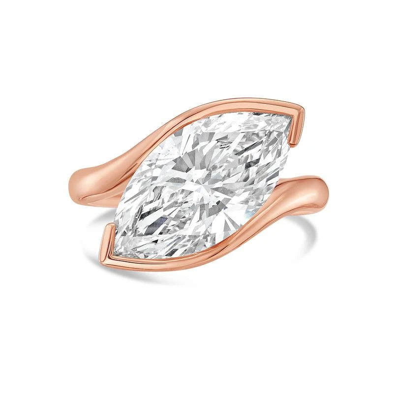 Diana M Jewels 14KT ROSE GOLD LAB GROWN MARQUISE DIAMOND  FASHION RING WEIGHING 4.00 CTS TW