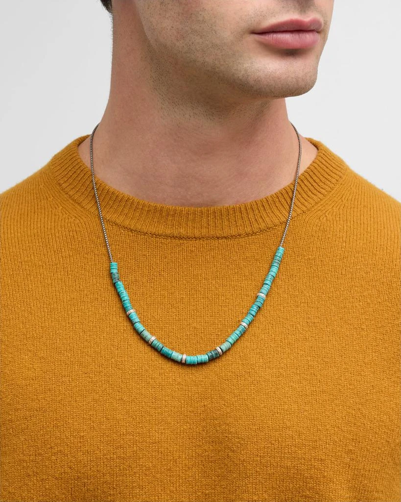 Armenta Men's Artifact Teal Patina Cylinder Beaded Necklace with Diamonds 2