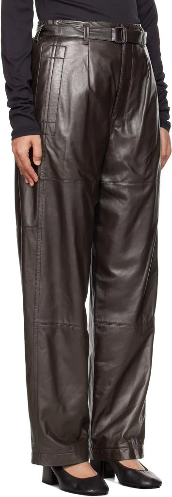 Lemaire Black Drawstring Parachute Leather Pants 2