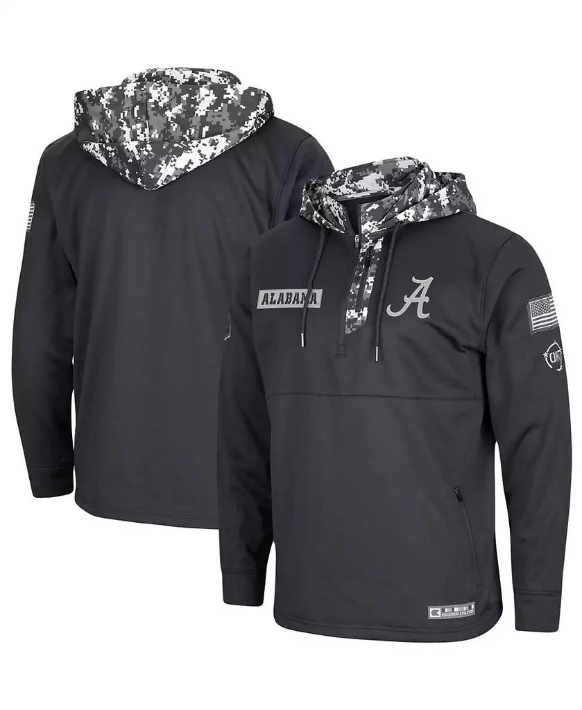 Colosseum Men's Charcoal Alabama Crimson Tide OHT Military-Inspired Appreciation Digi Camo Quarter-Zip Hoodie 1
