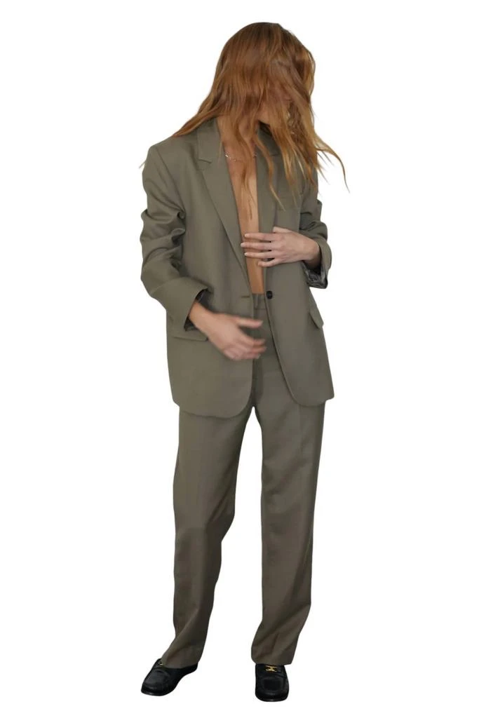 Almina Concept Oversized Wool Blazer In Khaki 3